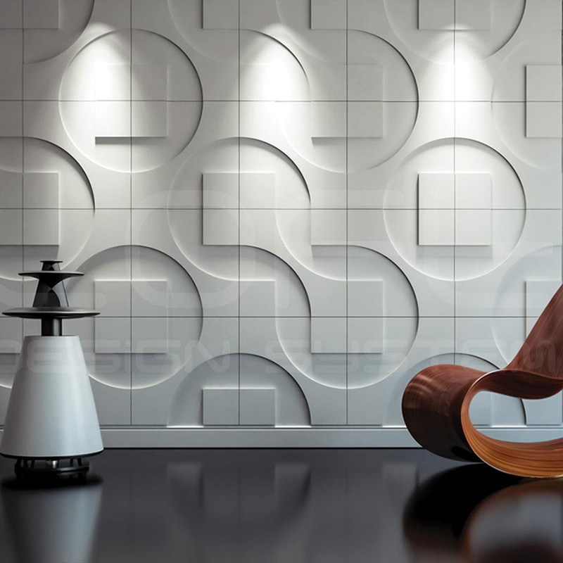 Painéil Balla Pared 3d Bratuithe Balla Cúlbhrat le haghaidh Maisiú Baile Painéal Faoi Dhíon De Pvc Villa Geoiméadrach Nua-Aimseartha