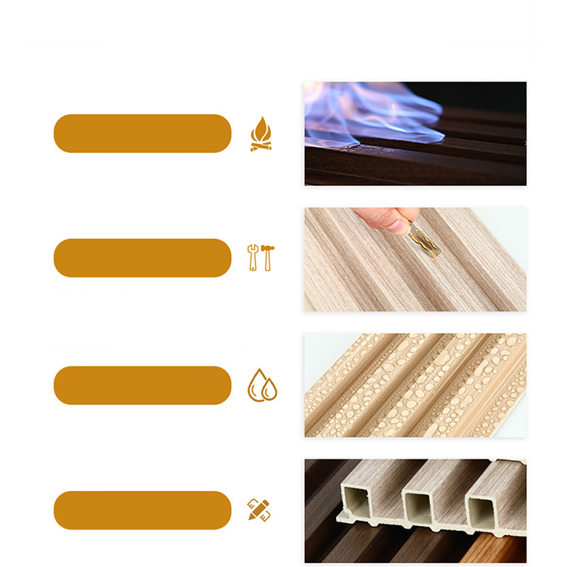 Painéal Balla WPC Dhíon Adhmaid Plaisteach Ilchodach Balla Bord Cumhdach Uiscedhíonach Soundproof agus Fireproof le haghaidh Iarratas Giomnáisiam Maisiú Intí Baile