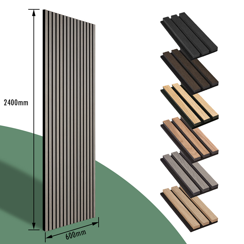 Maisiú Balla WPC Akupanel Dearadh 3D Intí Painéil Fuaimiúil poileistir Aonrú Fuaime Adhmaid Painéil Balla Fuaimiúil Slat