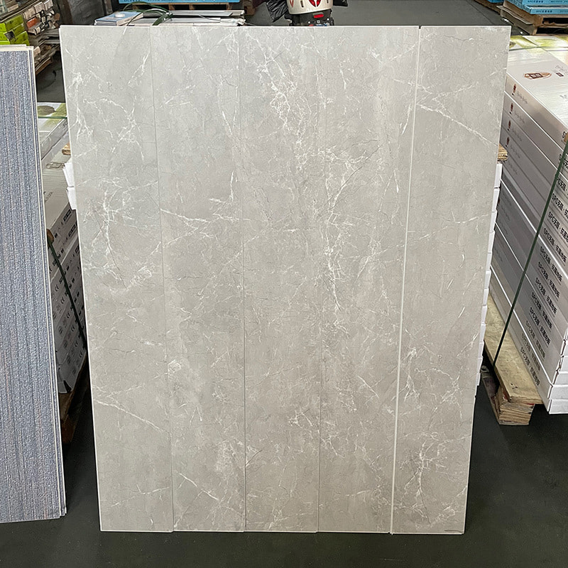 Marmar Bán agus Dubh Grán Adhmaid Croí-idirghlasáil Croí docht Cliceáil Lock Vinyl Plank Urlár Piso PVC Interior Cliceáil Piso SPC Flooring